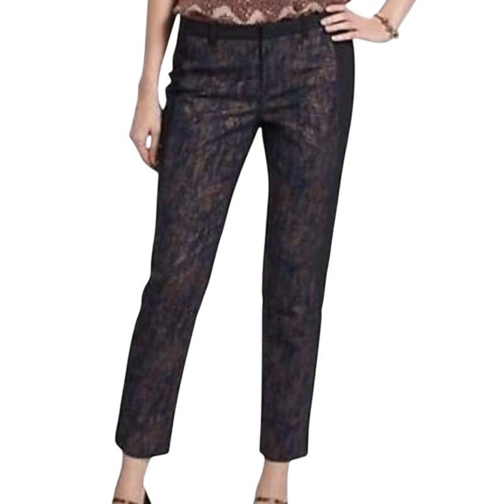 ANTHROPOLOGIE CARTOONIER Vintage Paneled Brushstroke Charlie Cropped‎ Pants 8